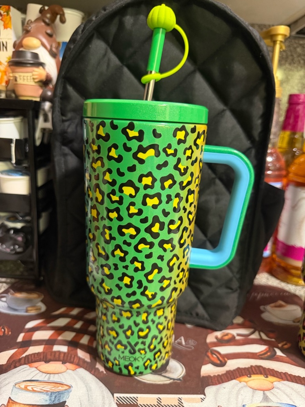 Meoky Green Leopard Print 40 oz Insulated Tumbler - NWOT 💚